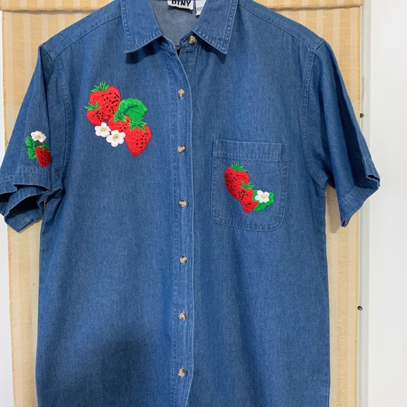 PTNY women Top size s floral Blue Denim - Picture 2 of 8